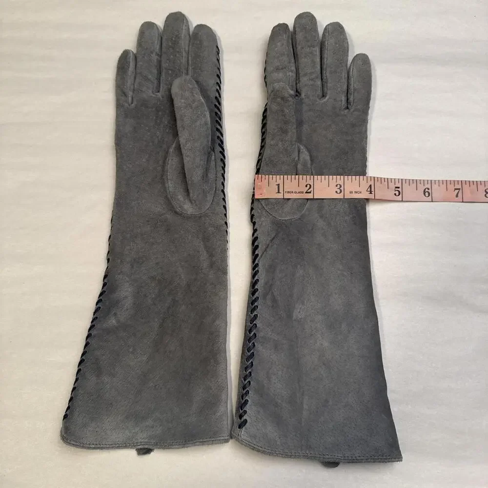 Vintage 60s Style Renee’s NY Grey Suede Opera Gloves size M‎